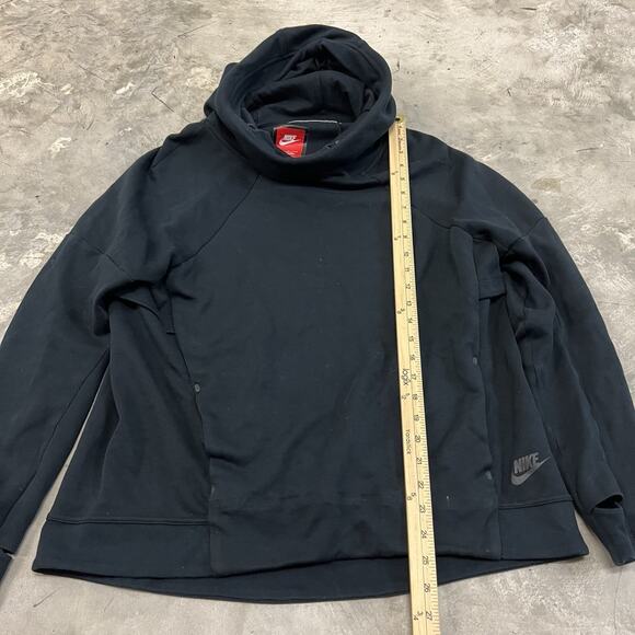 Nike Tech Fleece Hoodie Women's Large Black Pullover Cowl Neck 789534-010 - Picture 2 of 8